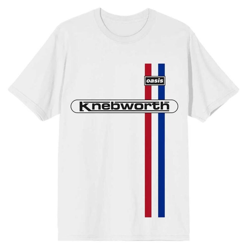 Oasis Unisex Adult Knebworth Vertical Stripe T-Shirt / White